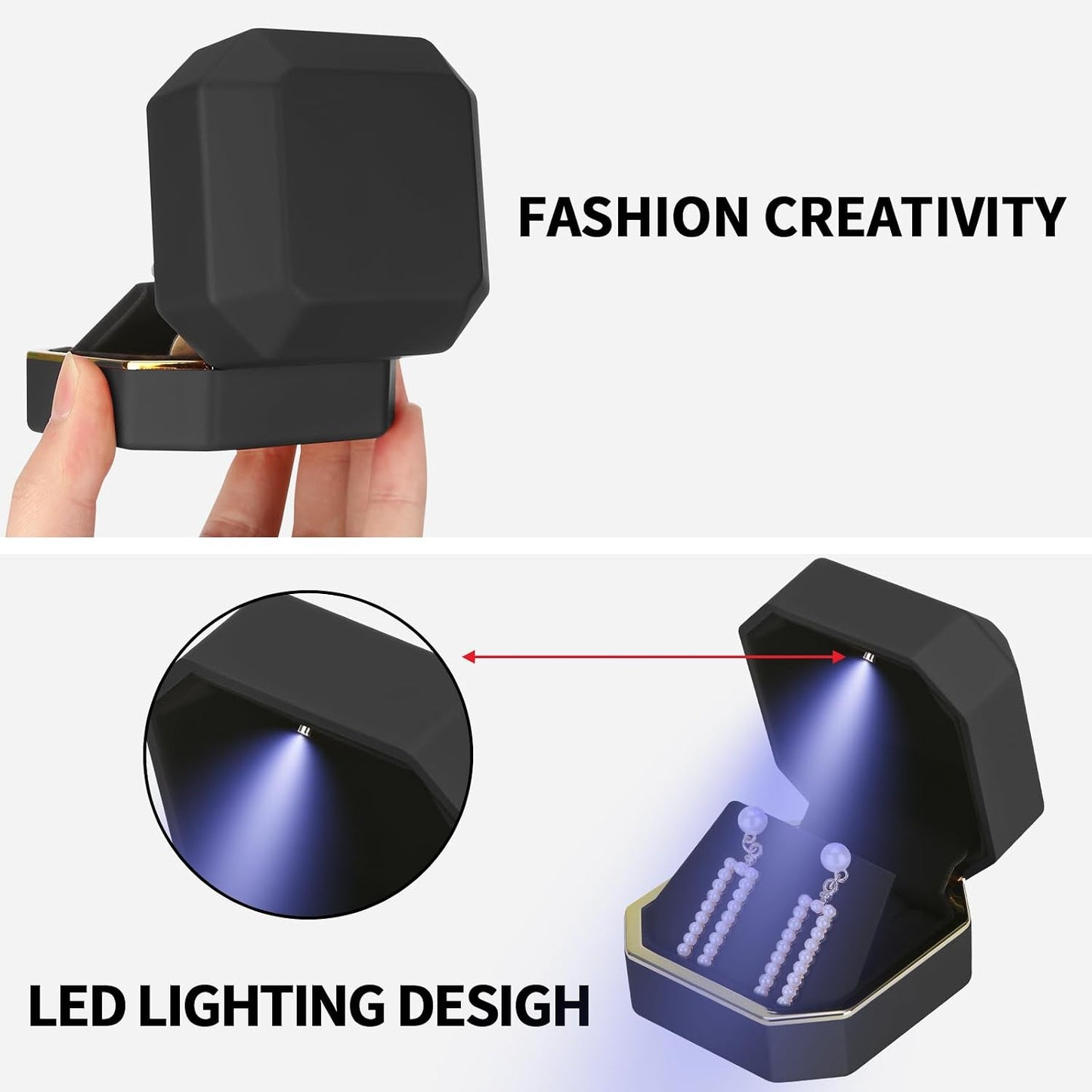 Caja pendientes lujo con LED terciopelo regalo boda