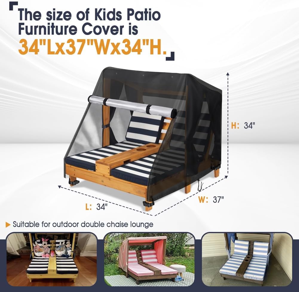 Funda tumbona doble madera impermeable 34x37x34pulg