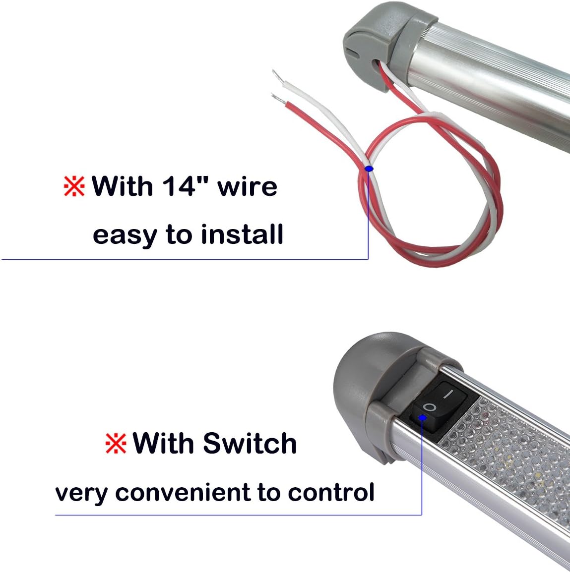 Lámpara LED 9pulg 6000K 12/24V con interruptor
