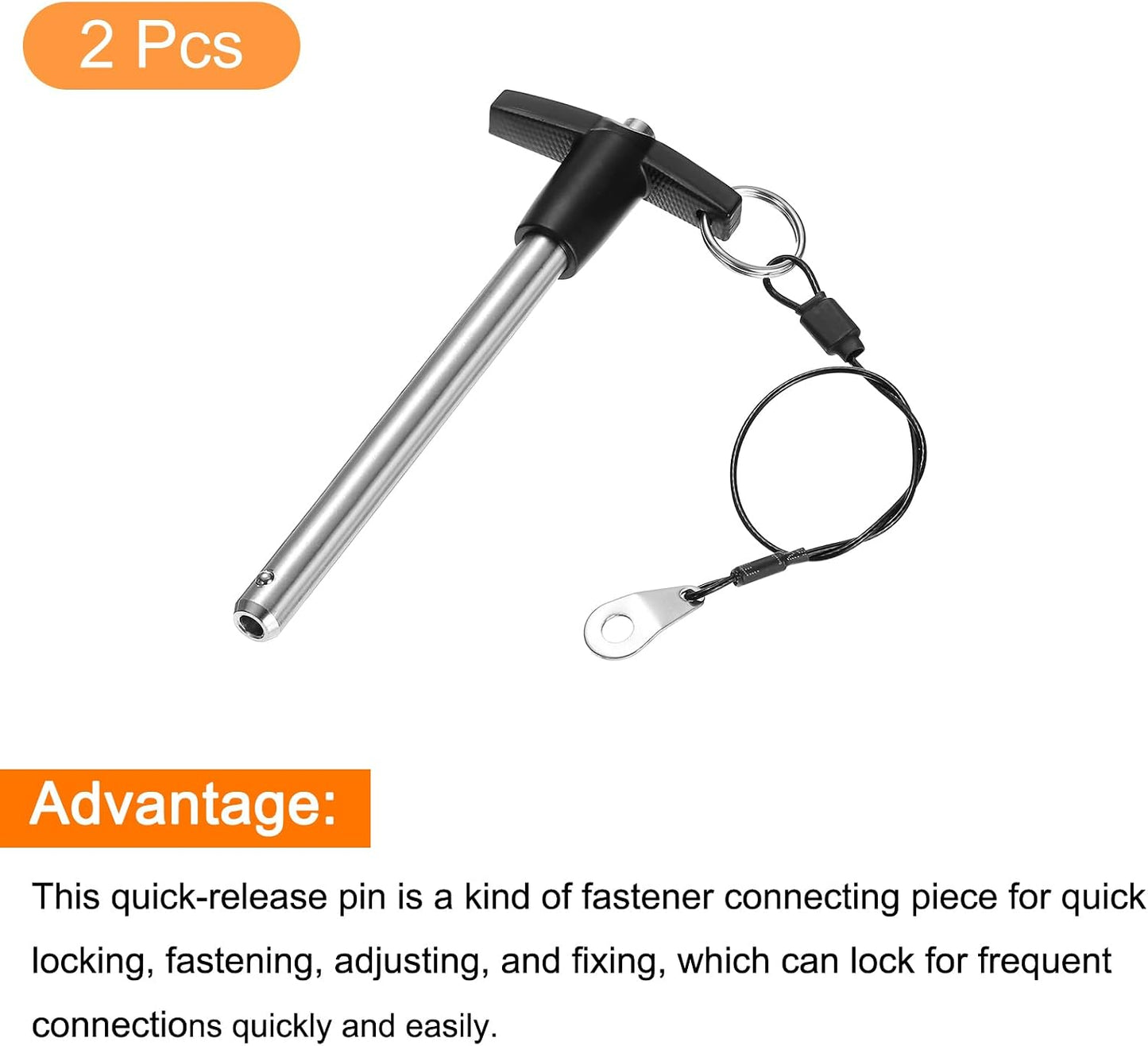 2 Pzas Pasadores Bloqueo T Acero Inox 9.5mm