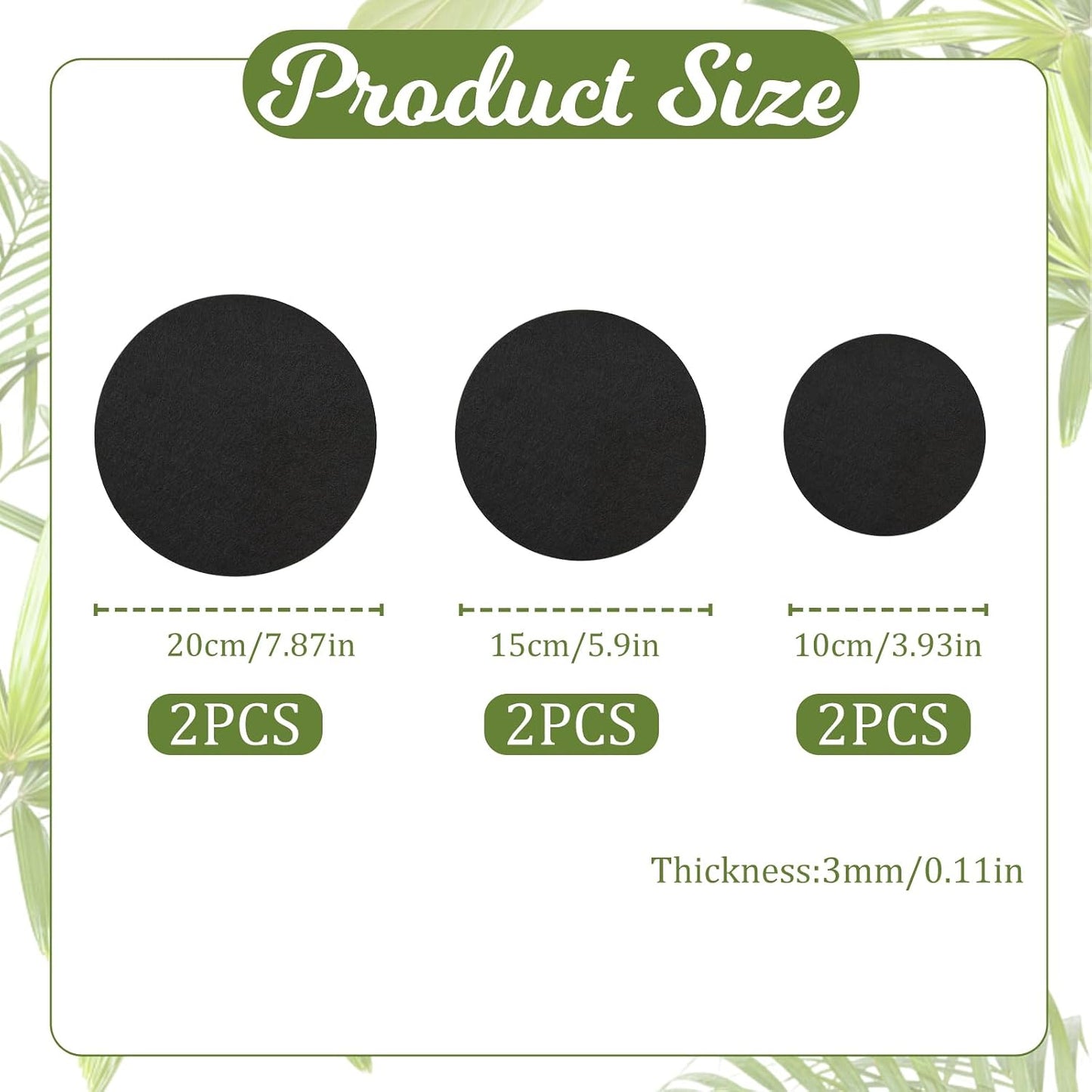 6 Tapetes Redondos Fieltro Reversibles para Plantas