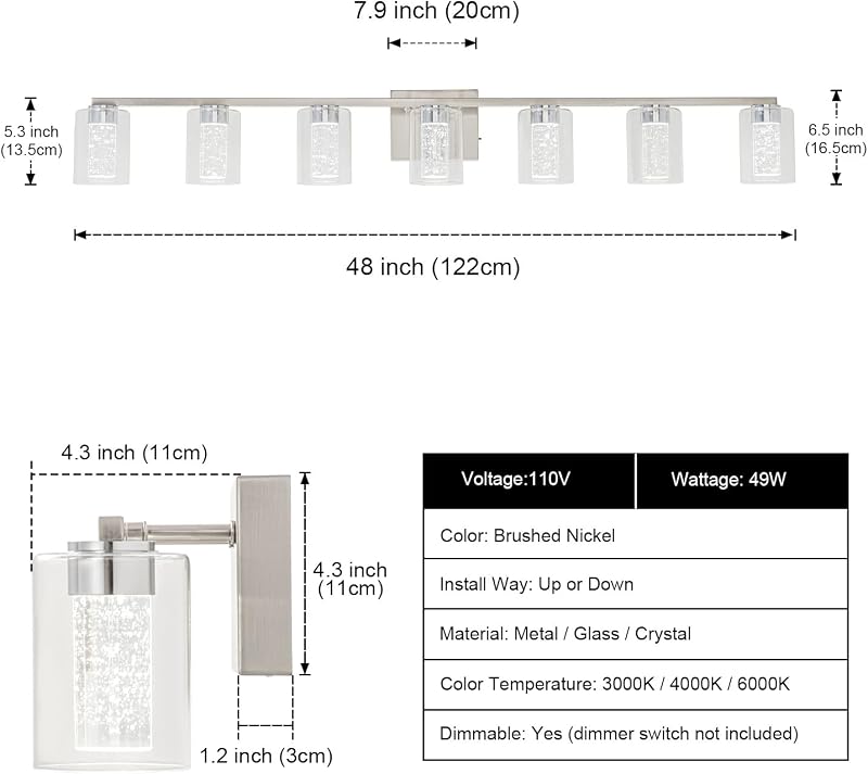 Lámpara tocador LED níquel 3 modos