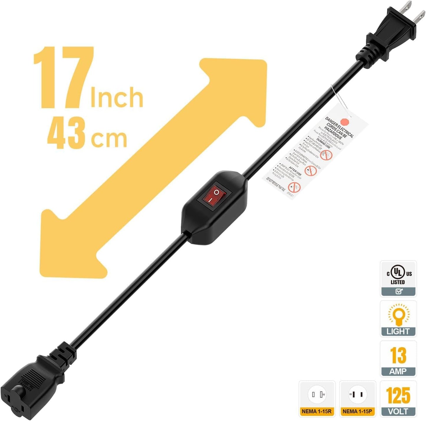 Cable extensión doble con interruptor para cargadores y lámpara