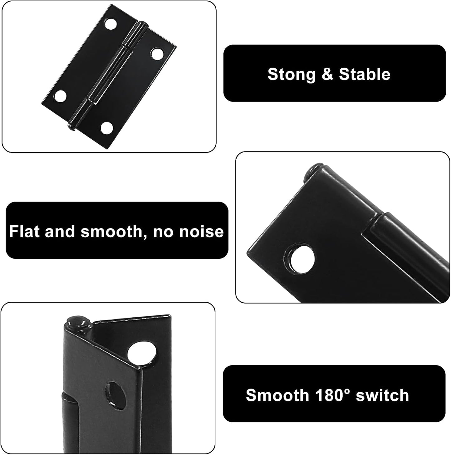 Pack 24 Bisagras Puerta 1.5pulg Negras con S de Montaje