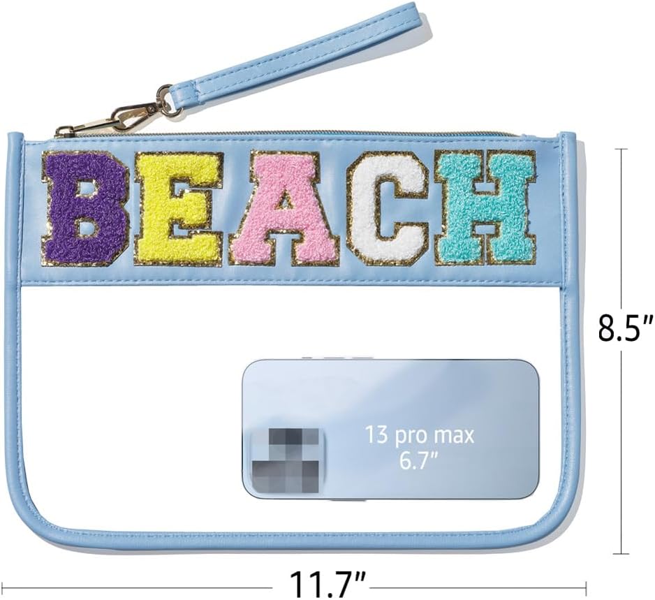 Bolsa cosméticos transparente con cremallera azul Beach