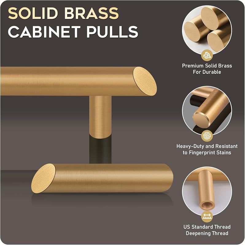 4 Manijas Bronce Macizo para Gabinetes 5-9/10pulg
