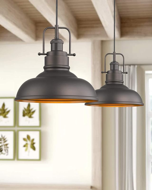 3 Luces Colgantes Bronce Aceitado Estilo Granja