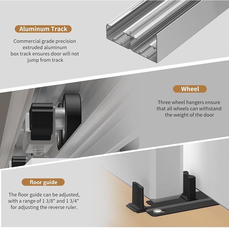 Set rieles bypass aluminio 8ft puerta armario