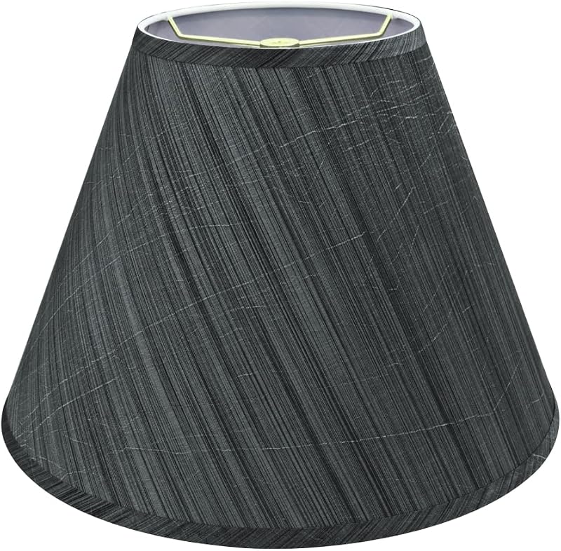 Pantalla lámpara araña forma imperio gris rayas negras 15"