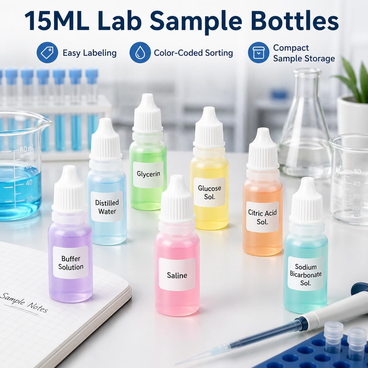 5 Pzas Botellas Cuentagotas 15ml Plástico Blanco para Ojos