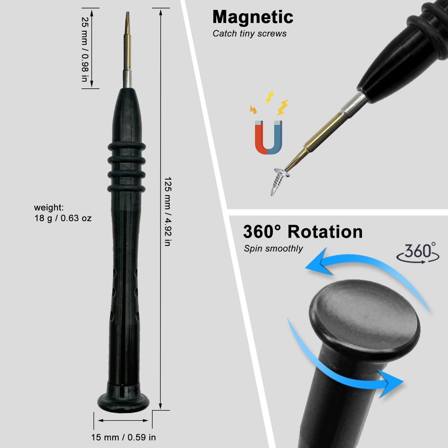 Destornillador Torx T2 magnético para dispositivos electrónicos