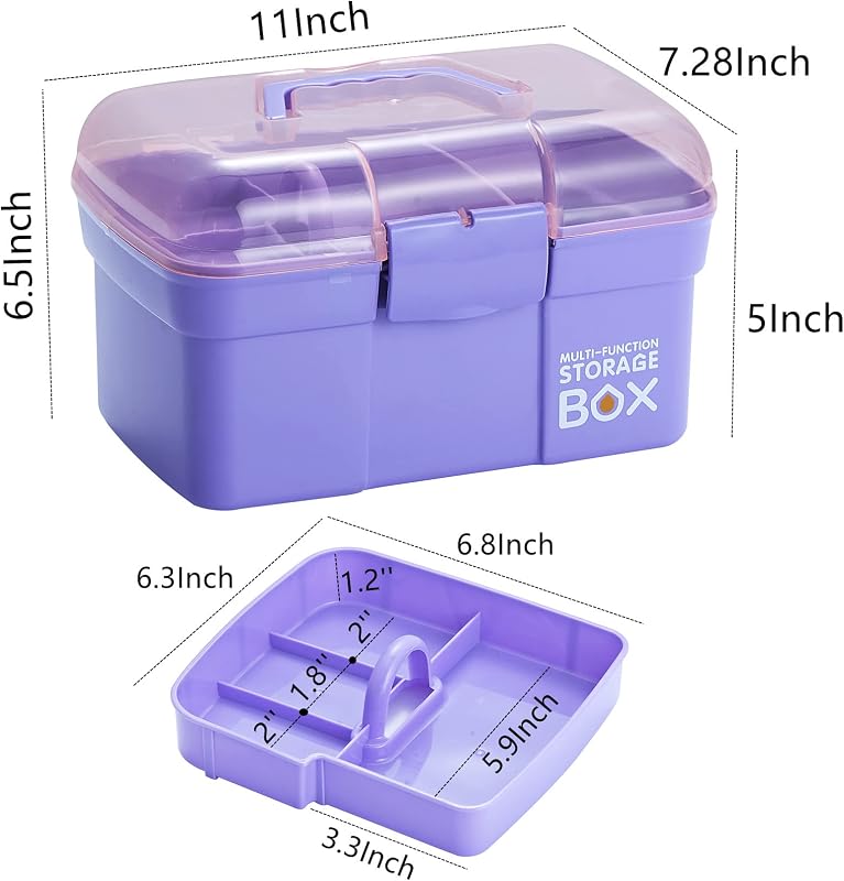 Organizador caja plástico 11pulg bandeja extraíble morado