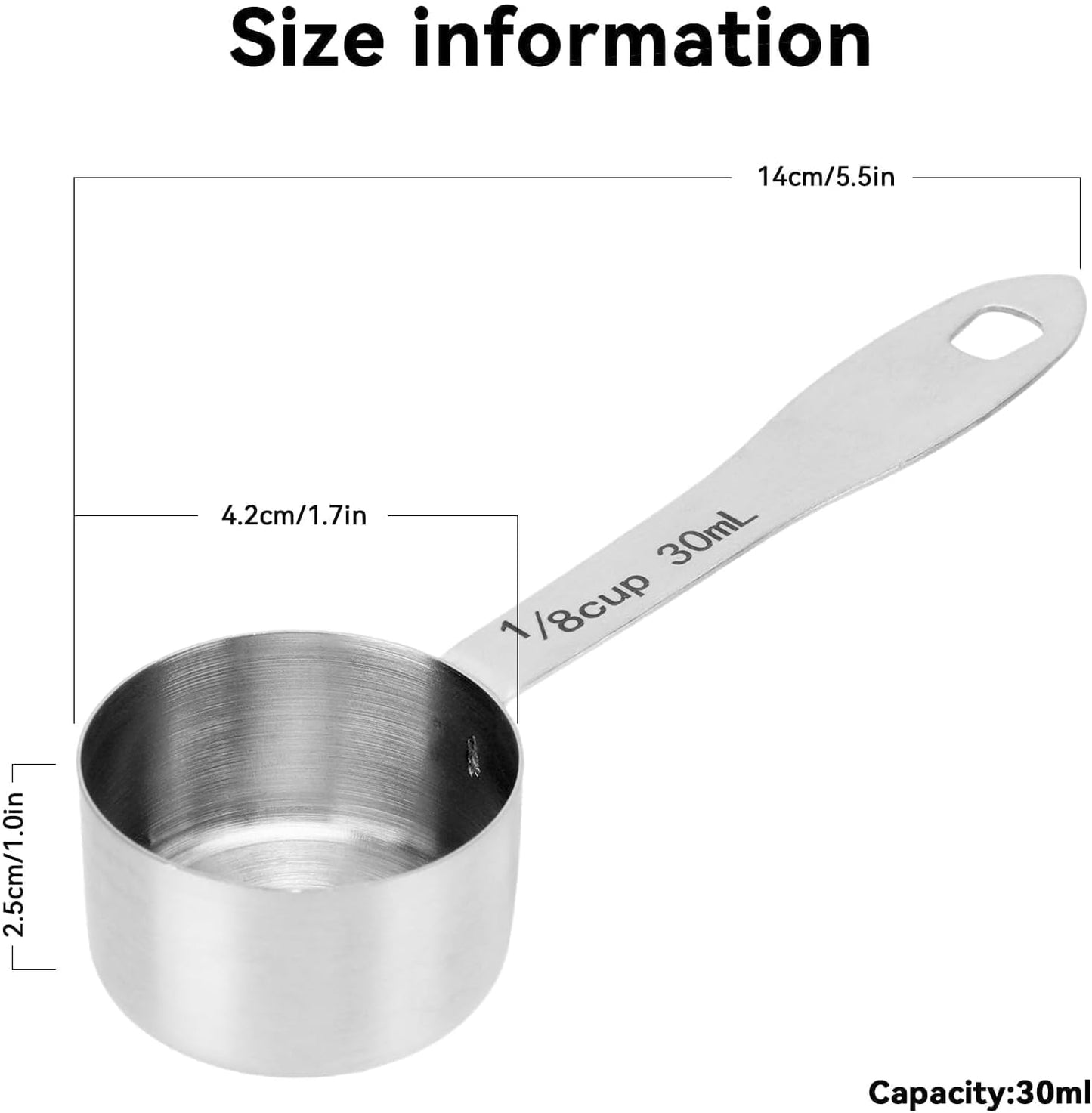 Cuchara medidora acero inox 1.0oz para café azúcar