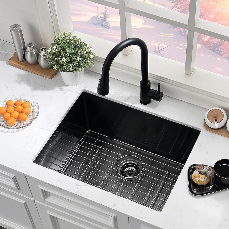 Fregadero bajo acero inox negro 24x19x12 utilitario