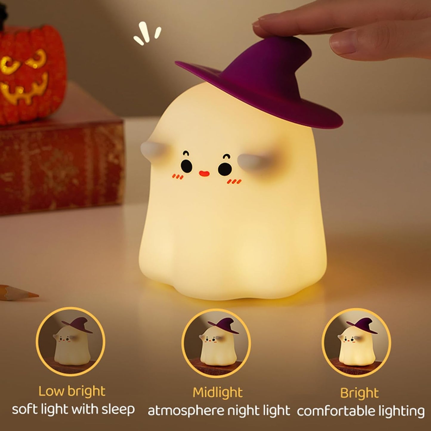Luz nocturna fantasma para niños recargable regulable