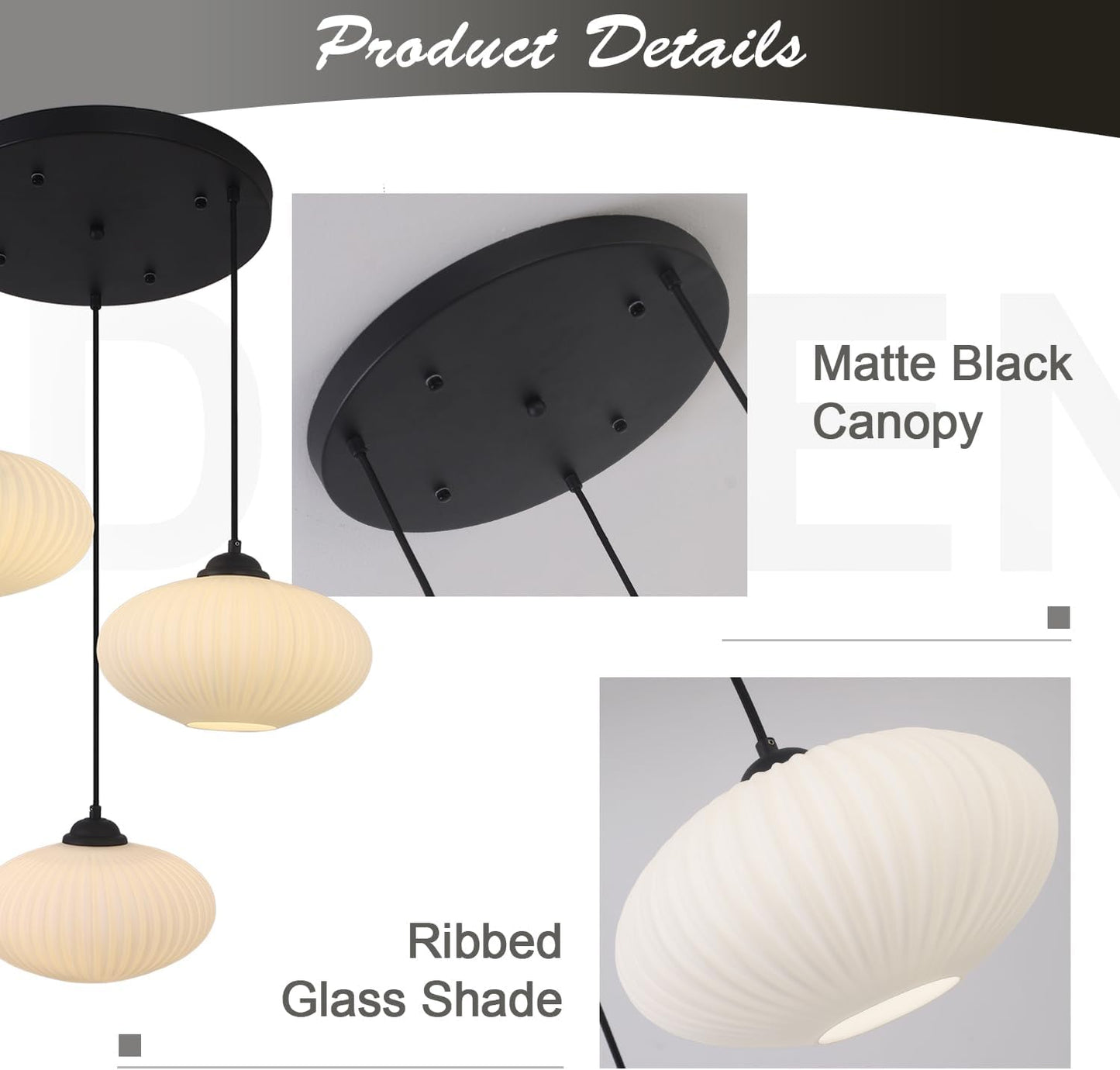 Lámpara colgante isla cocina racimo 3 luces negro vidrio
