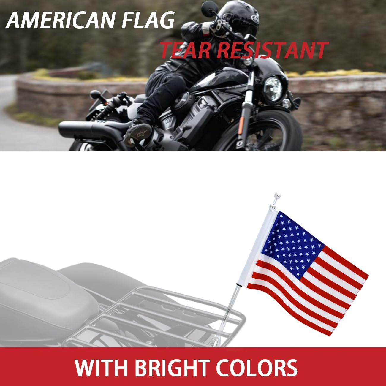 Bandera motocicleta 6x9pulg doble cara con revestimiento UV