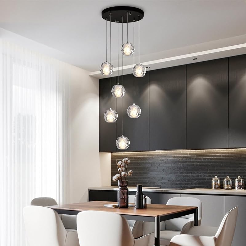Candelabro cristal negro 7 luces colgante 59pulg moderno