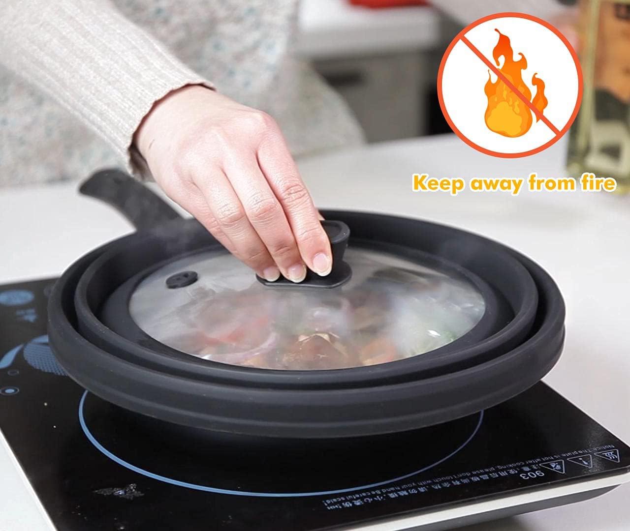 Tapa microondas vidrio con protector silicona plegable negro