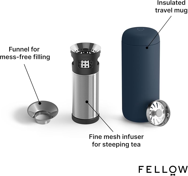 Vaso térmico acero inox con infusor 16oz azul piedra