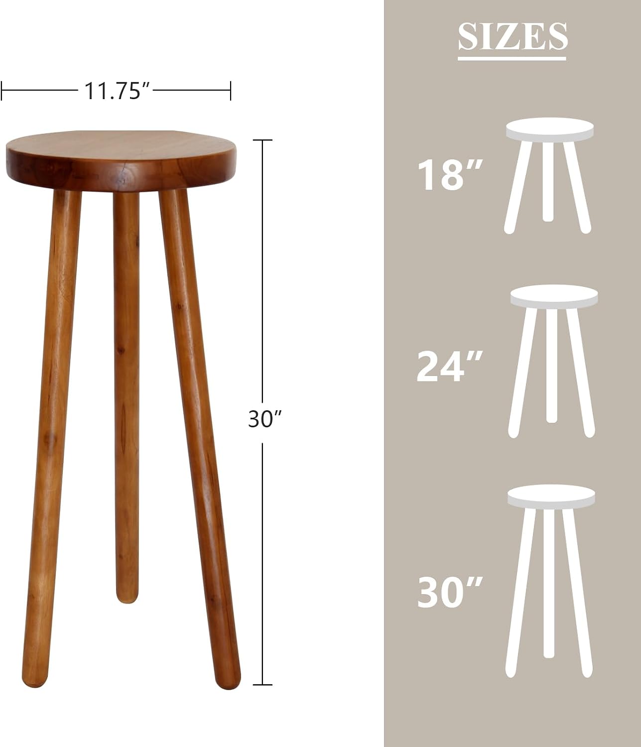 Soporte redondo para plantas madera 30pulg taburete teca