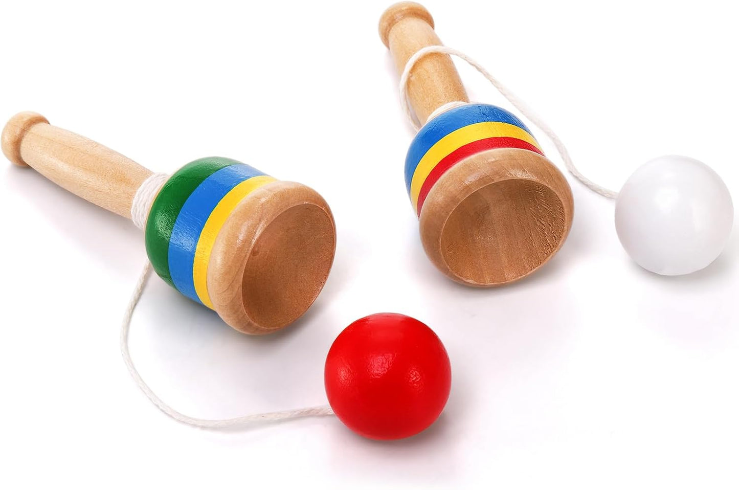 Set 12 pelotas madera taza cuerda juguetes vintage niños