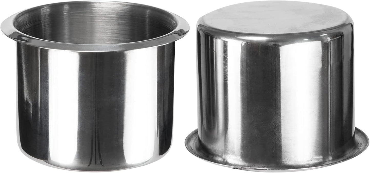2 Pzas Inserto portavasos acero inox 3.1" plateado