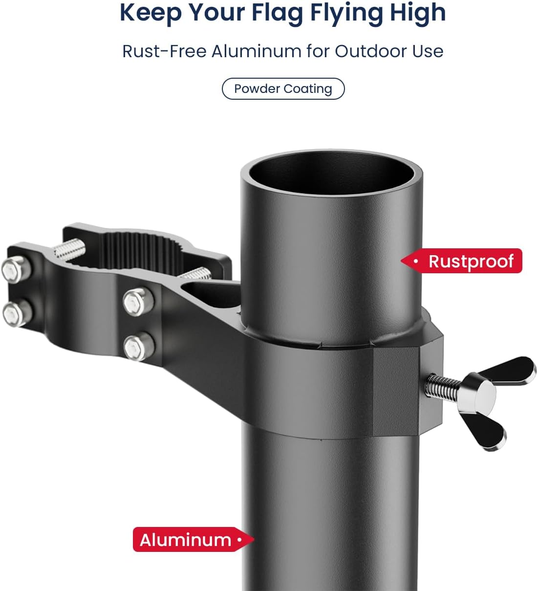 Soporte aluminio para mástil bandera 1-1.74pulg duradero