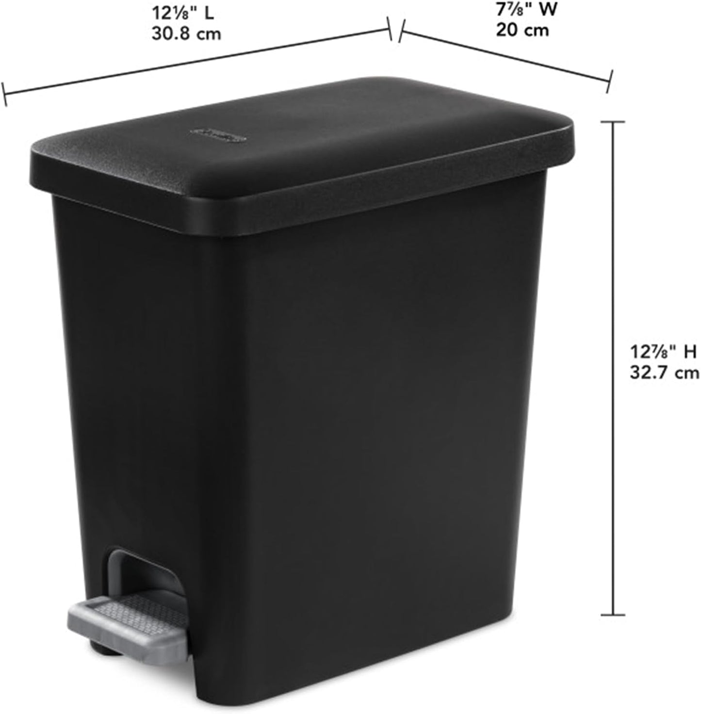Cubo basura rectangular 2.7gal plástico pedal negro set 2
