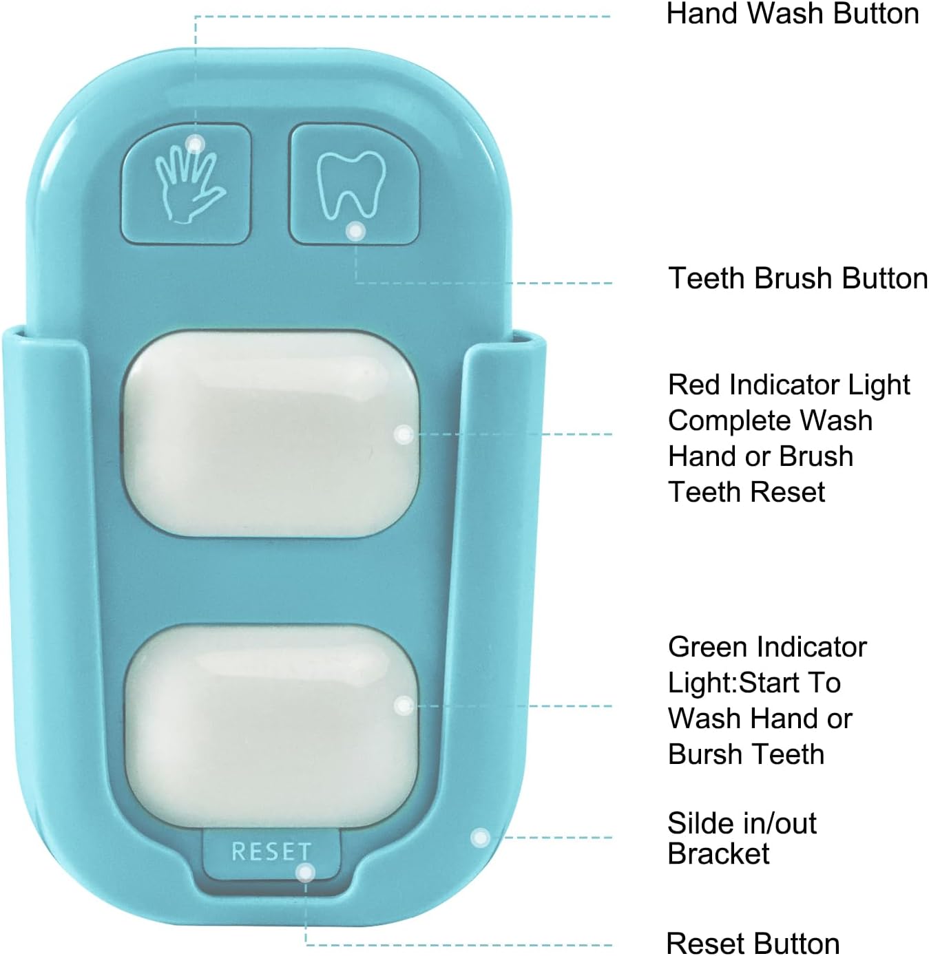 Temporizador cepillado dientes niños indicador color baño verde