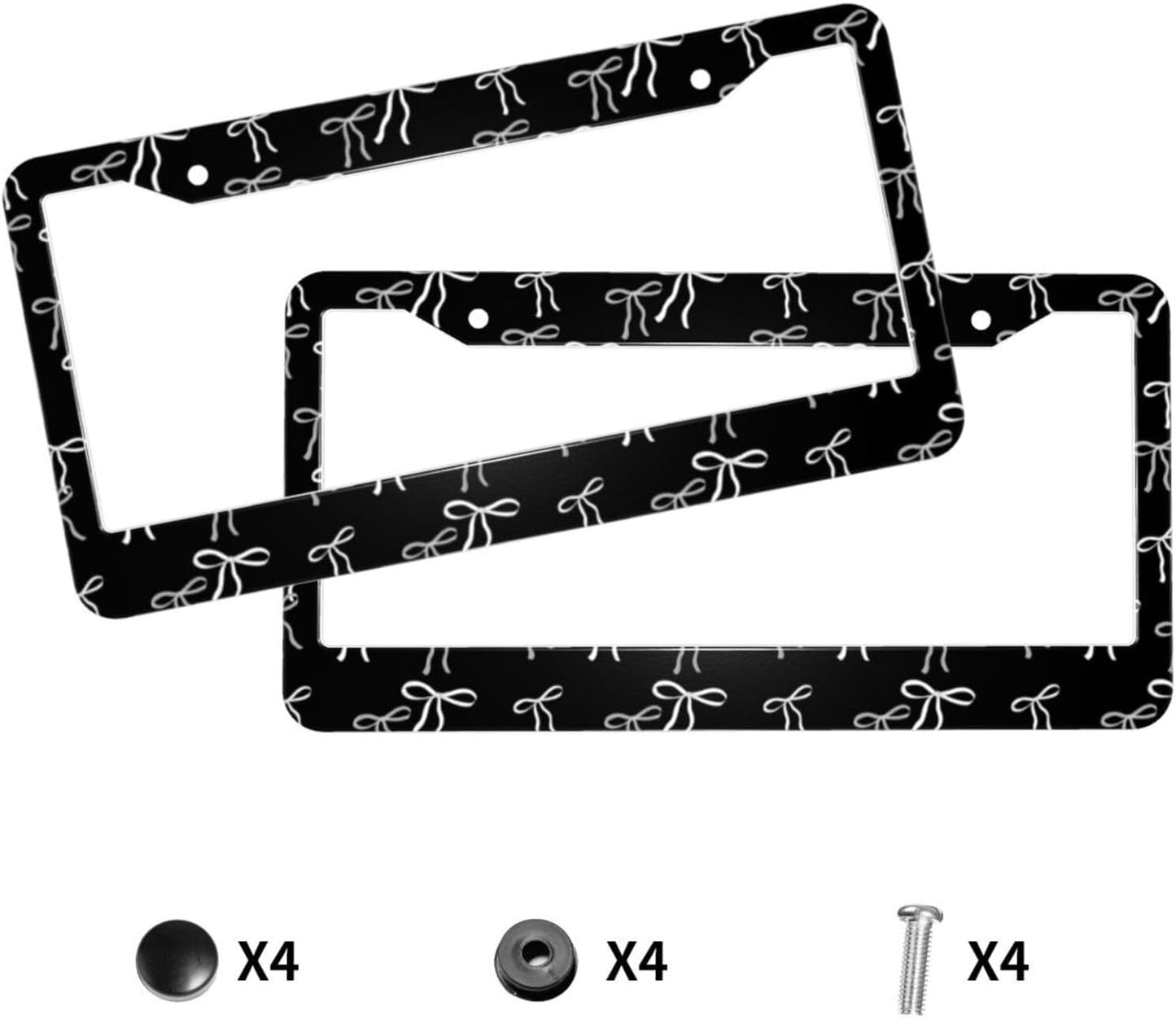 Marco matrícula lazos blanco y negro aluminio universal 2 Pzas