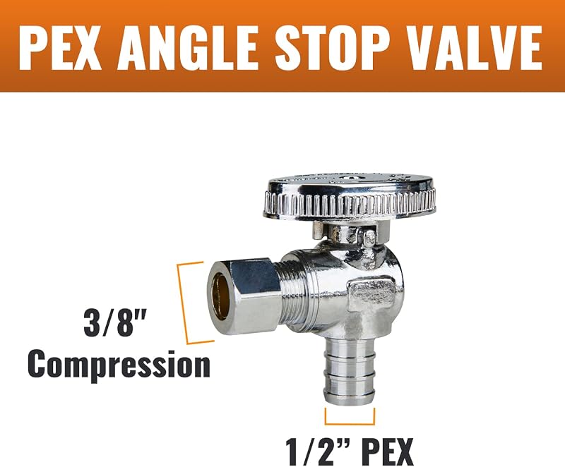 10 Válvulas PEX 1/2" compresión 3/8" cuarto de vuelta
