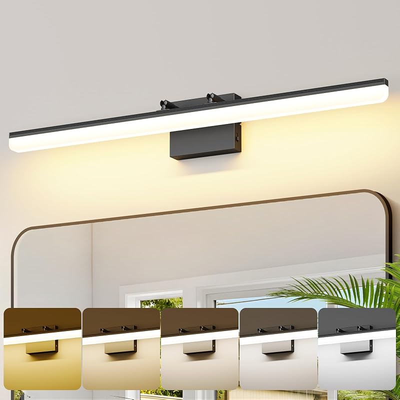 Luz tocad. negra 31.5" LED 24W 5CCT baño dormitorio
