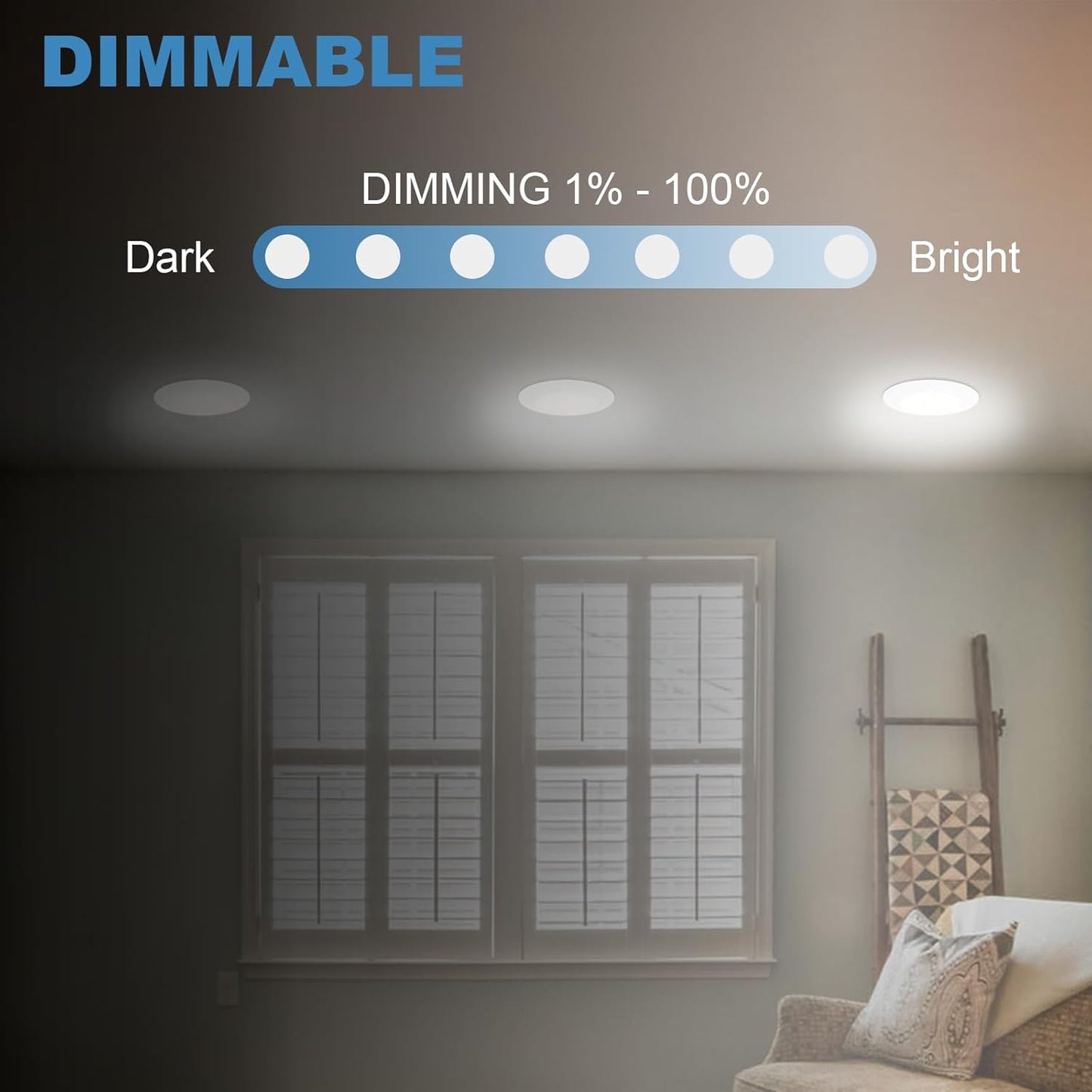 Luz techo embutida 5/6pulg LED regulable 14.8W 1000lm