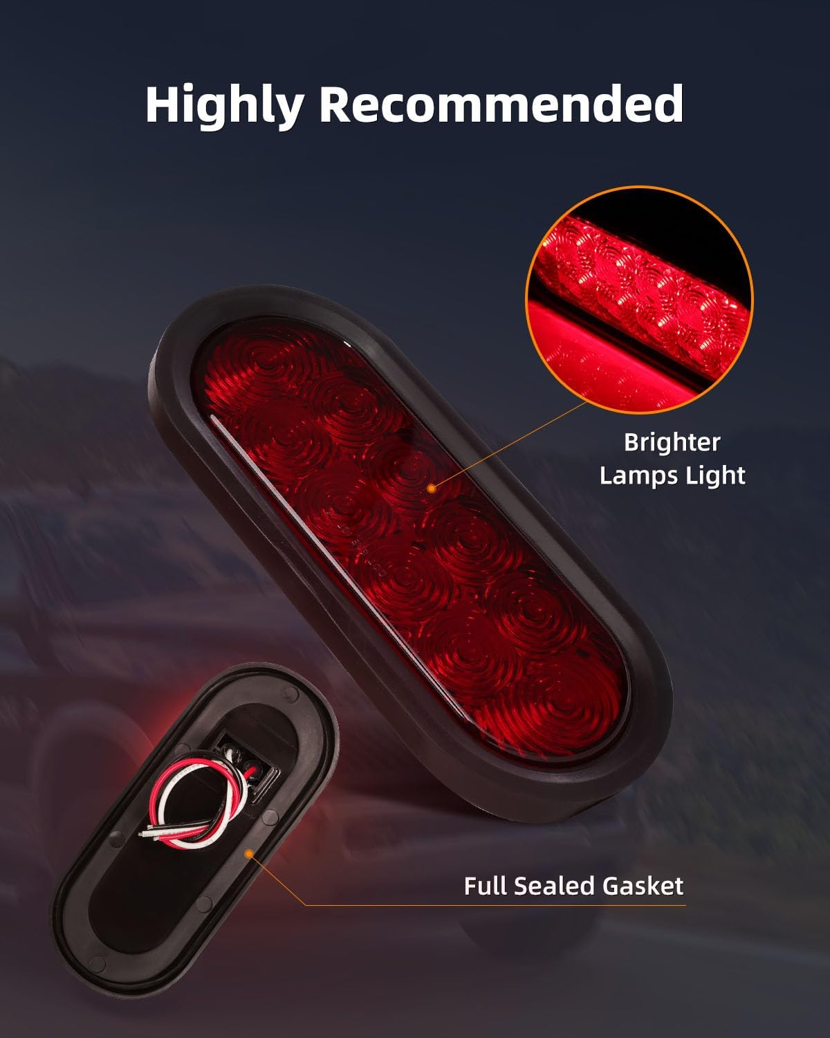 2 Luces Traseras LED Ovaladas 6" para Remolque
