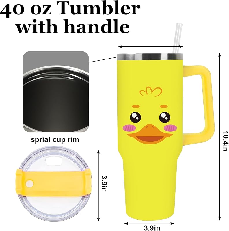 Vaso pato amarillo acero inox con pajilla 40oz