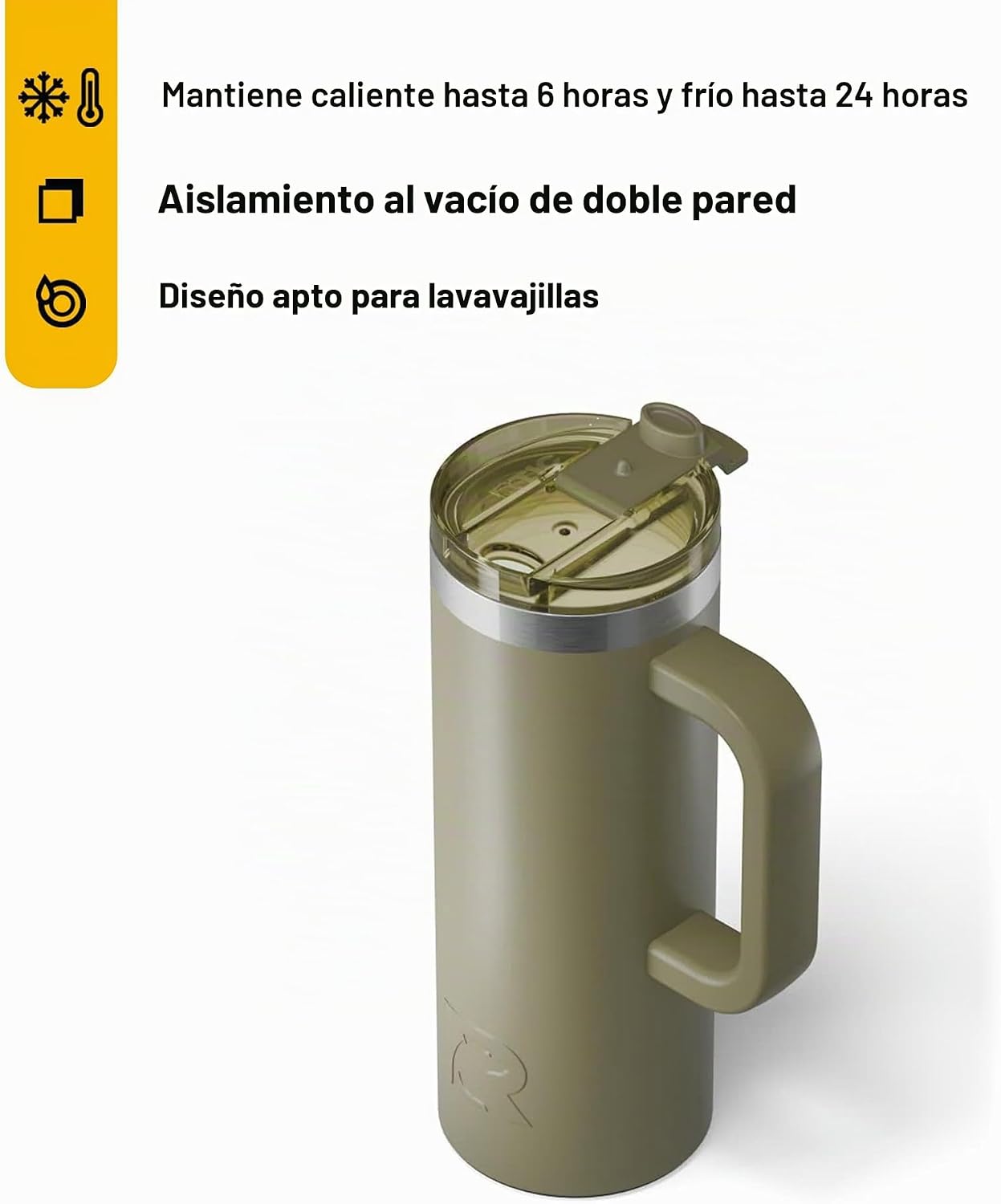 Taza viaje 20oz acero inox doble pared aislada con asa