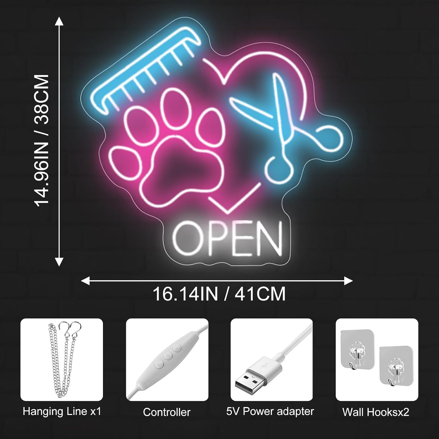 Letrero LED para tienda de mascotas con luz neón
