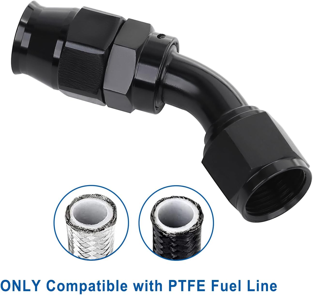 Extremo manguera PTFE 45 grados negro 2pcs