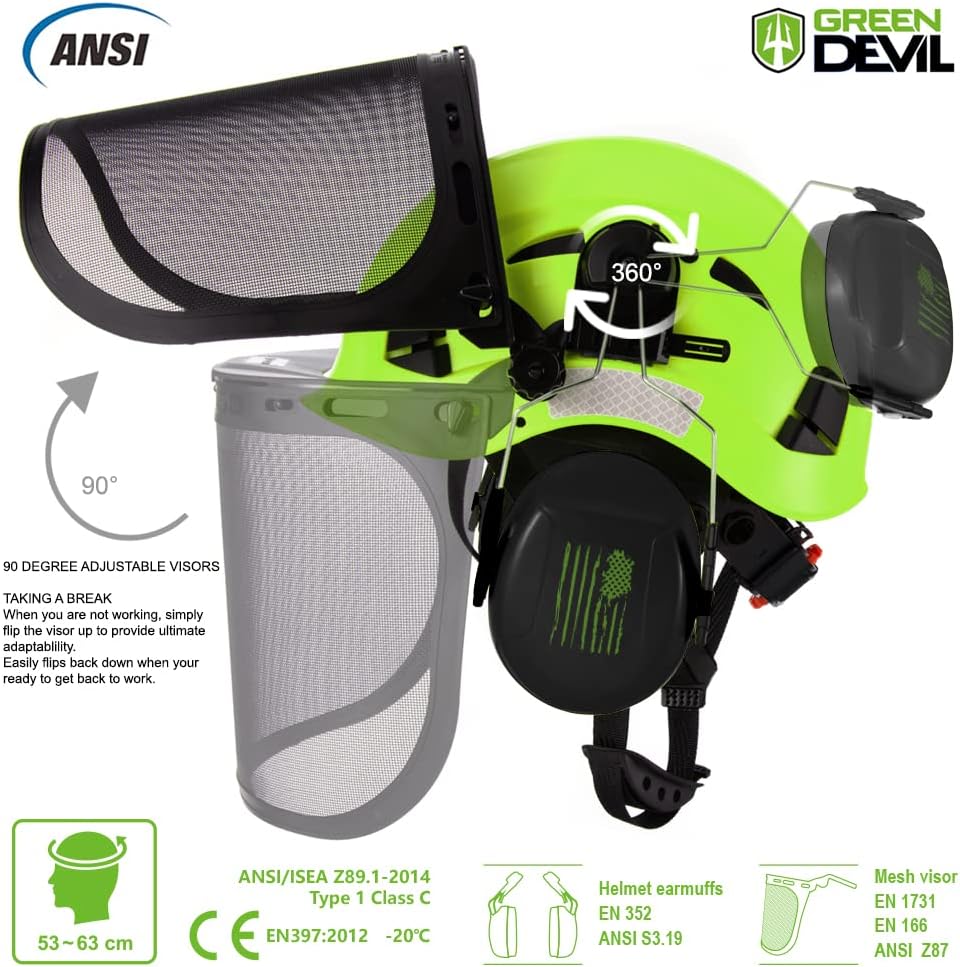 Casco seguridad forestal 3en1 con protector facial