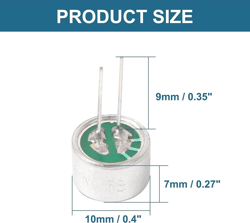 8 Pzas Micrófono Electret Cilíndrico 0.394x0.276pulg PCB