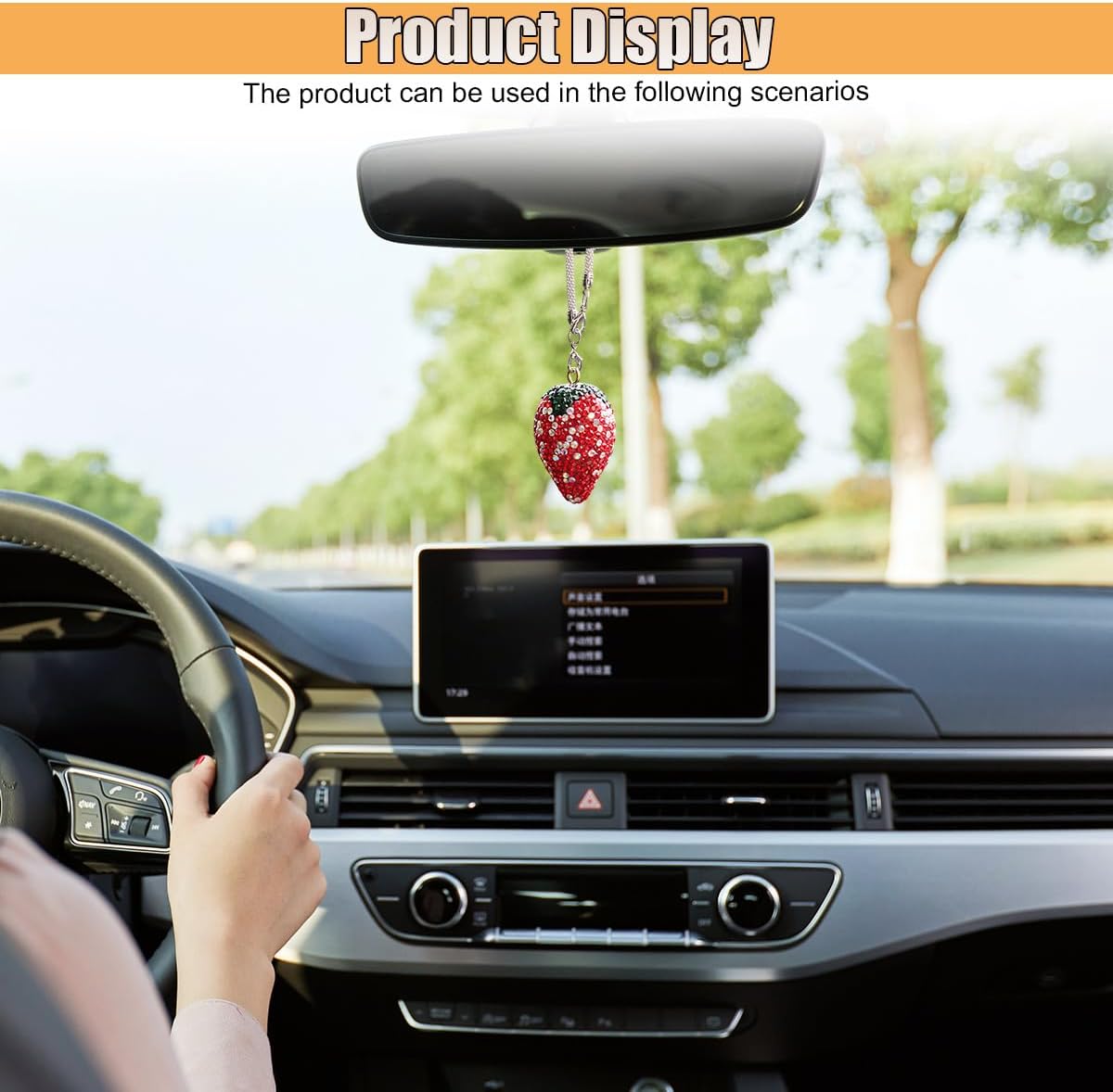 Adorno fresa brillante para espejo retrovisor coche