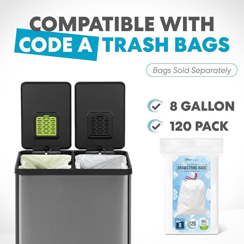 Bote basura negro 16gal doble compartimento cocina