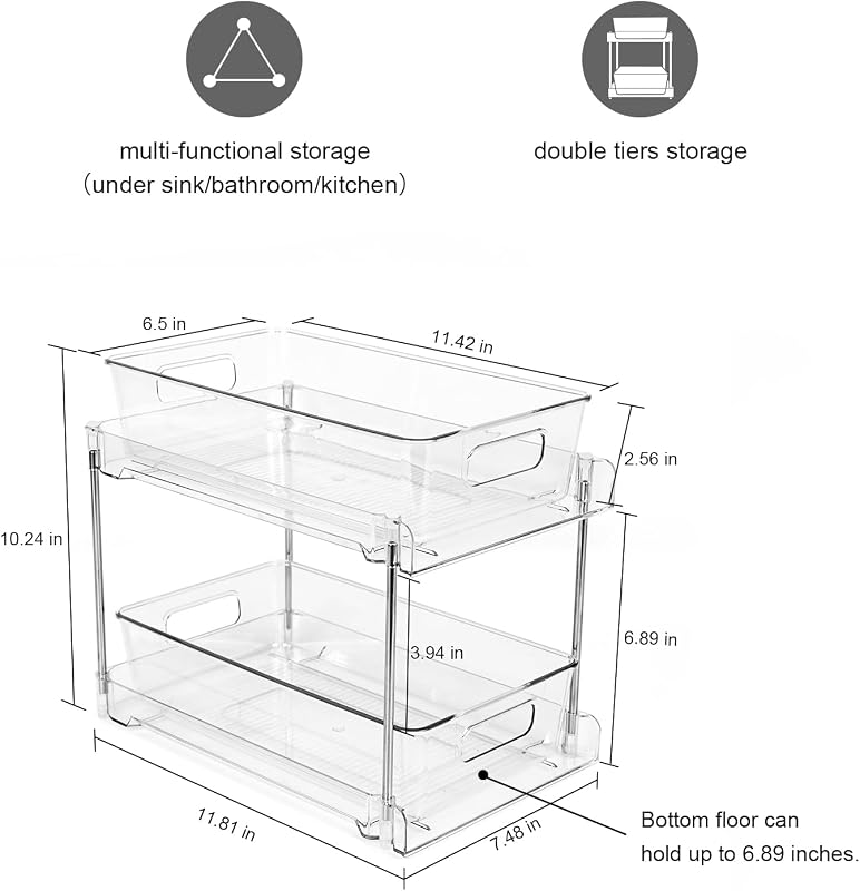 Pack 4 organizadores baño 2 niveles transparente fregadero