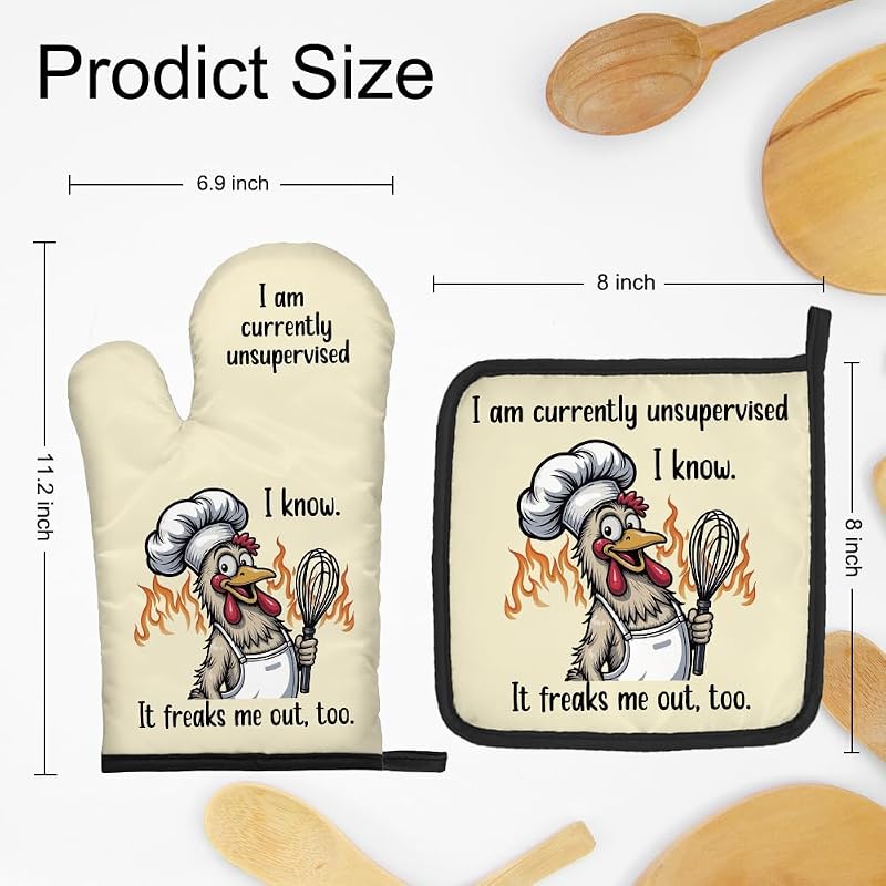 Juego manoplas horno soporte ollas texto inglés regalo divertido