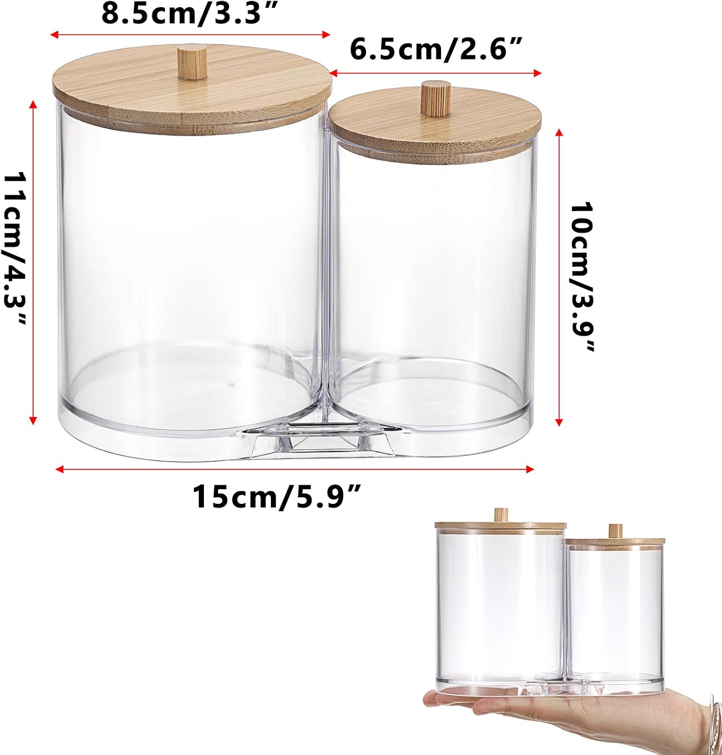 Soporte hisopos algodón acrílico transparente