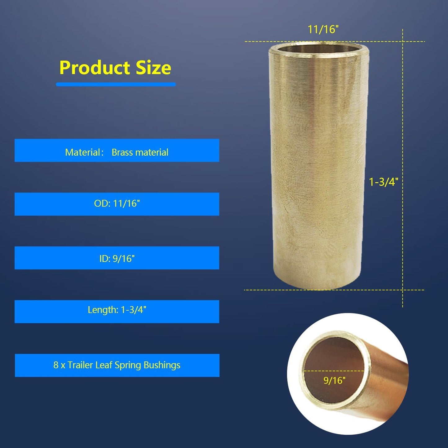 Kit bujes resorte hoja eje Dexter bronce 8 pzas