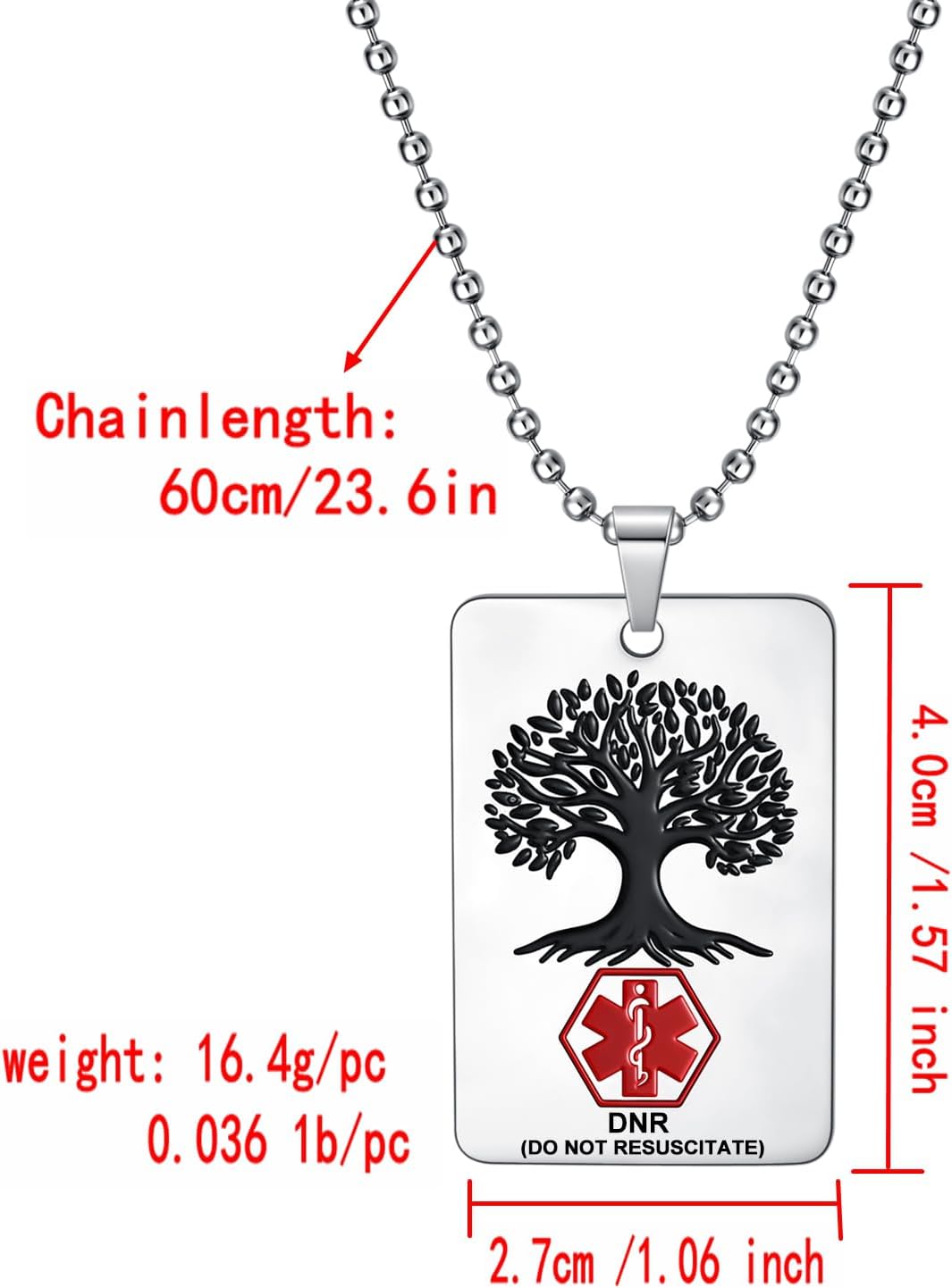Collar alerta médica acero inox personalizable