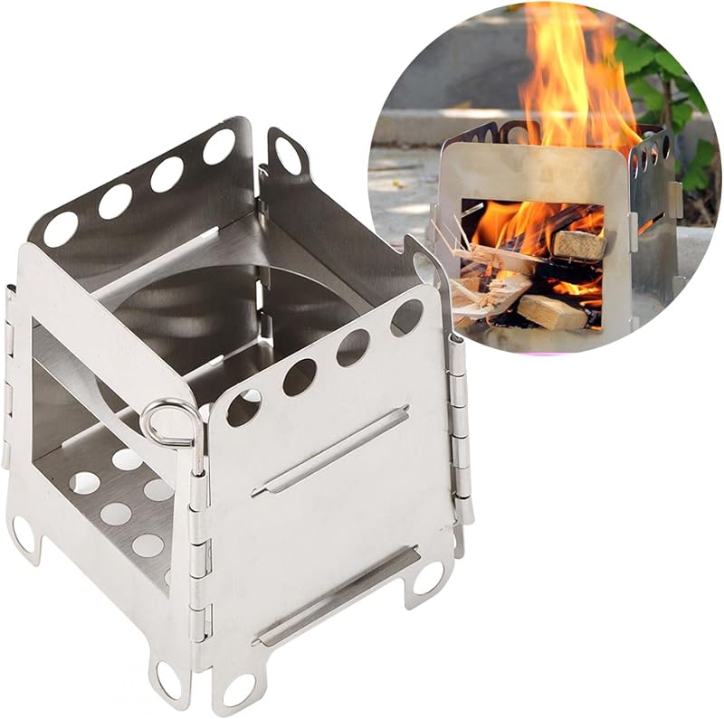 Estufa leña plegable con bolsa mochilero camping