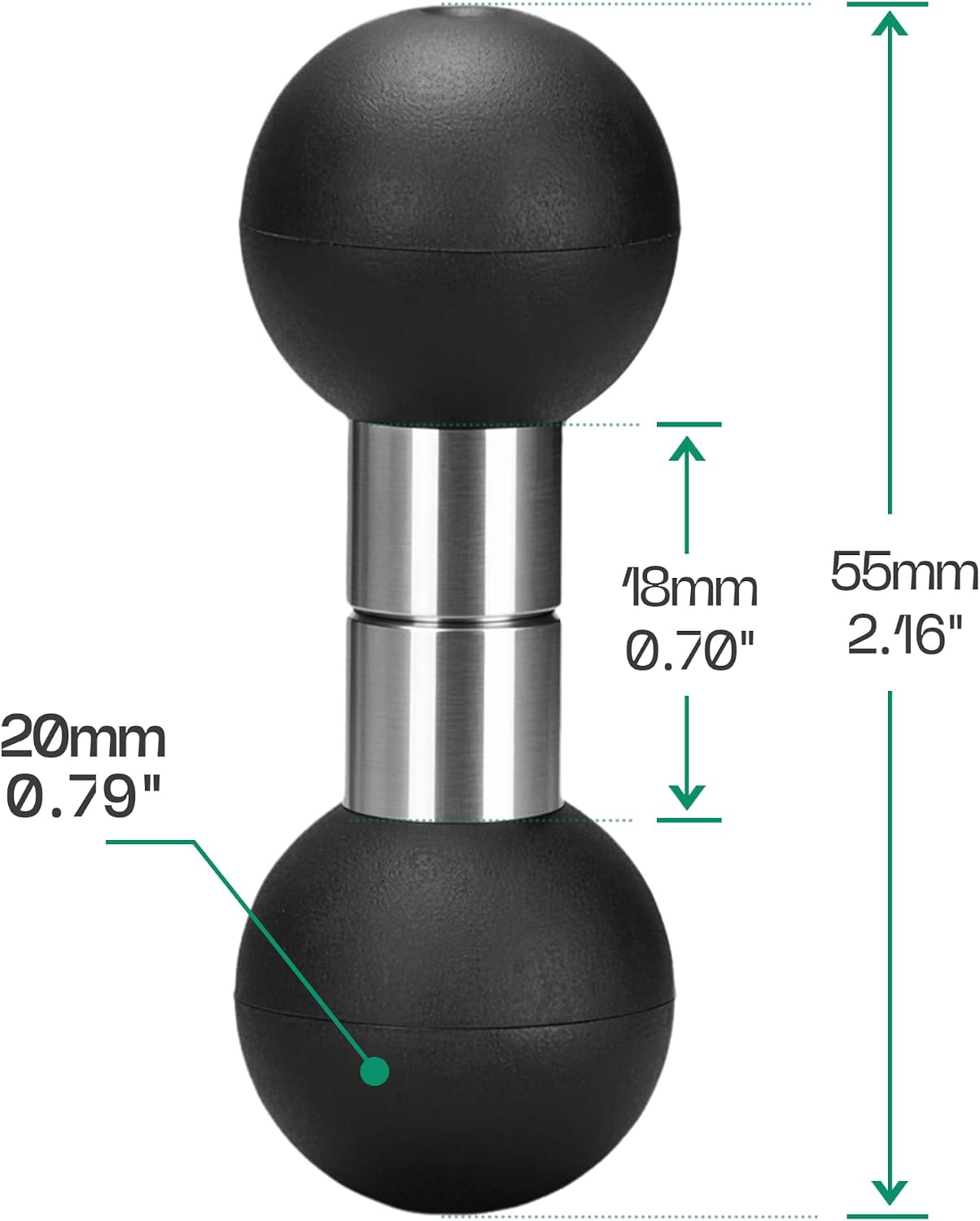 Adaptador bola 0.787" comp brazo doble enchufe